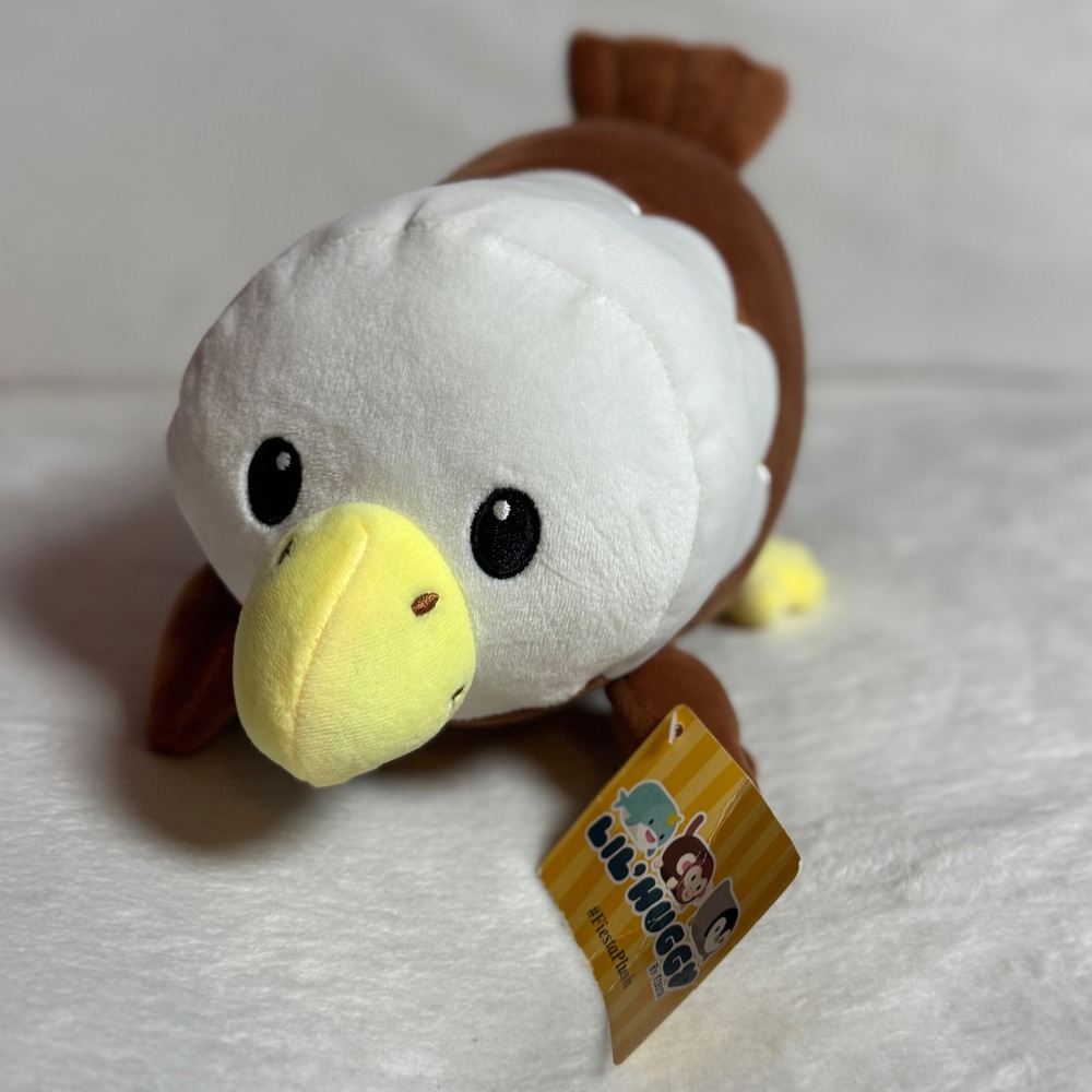 Bald Eagle Laying Down Stuffed Plush, LIL' Huggy Fiesta Toy 2022 Brown/White NEW